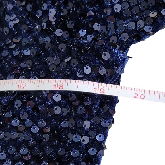 Chico's sequined velvet dress bell sleeves midnight blue size 4 Chico's 0 NWT - Picture 6 of 7